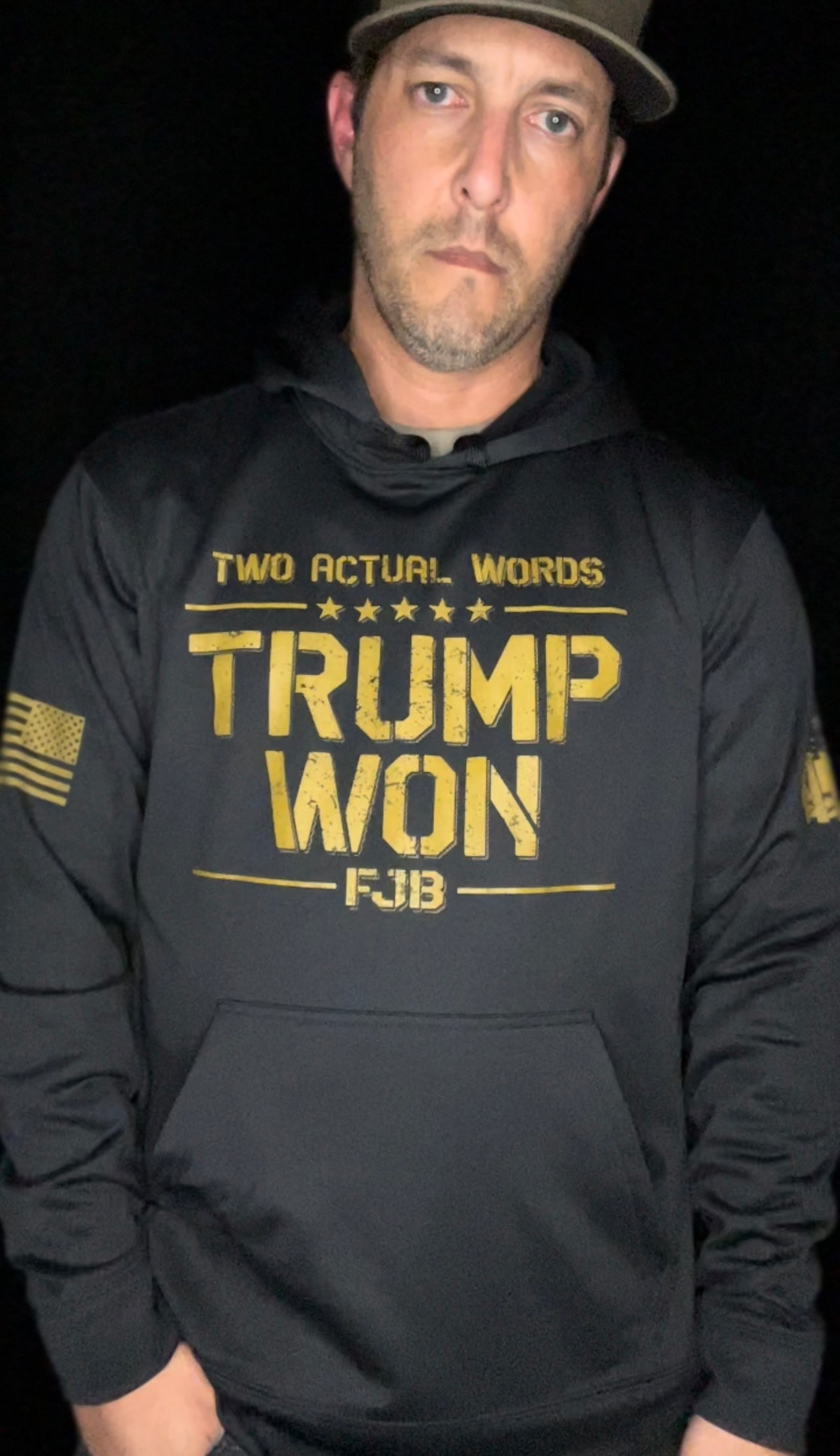 TWO ACTUAL WORDS "TRUMP WON" HOODIE